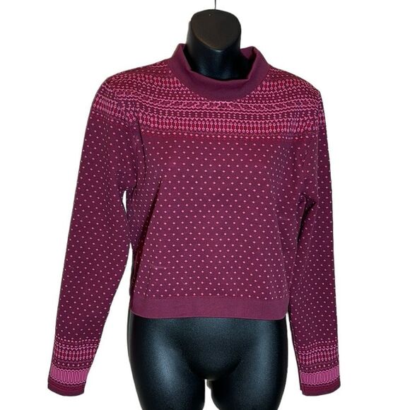 Fabletics Holly seamless long sleeve top Merlot multi new xl Nordic fair isle - Picture 3 of 9